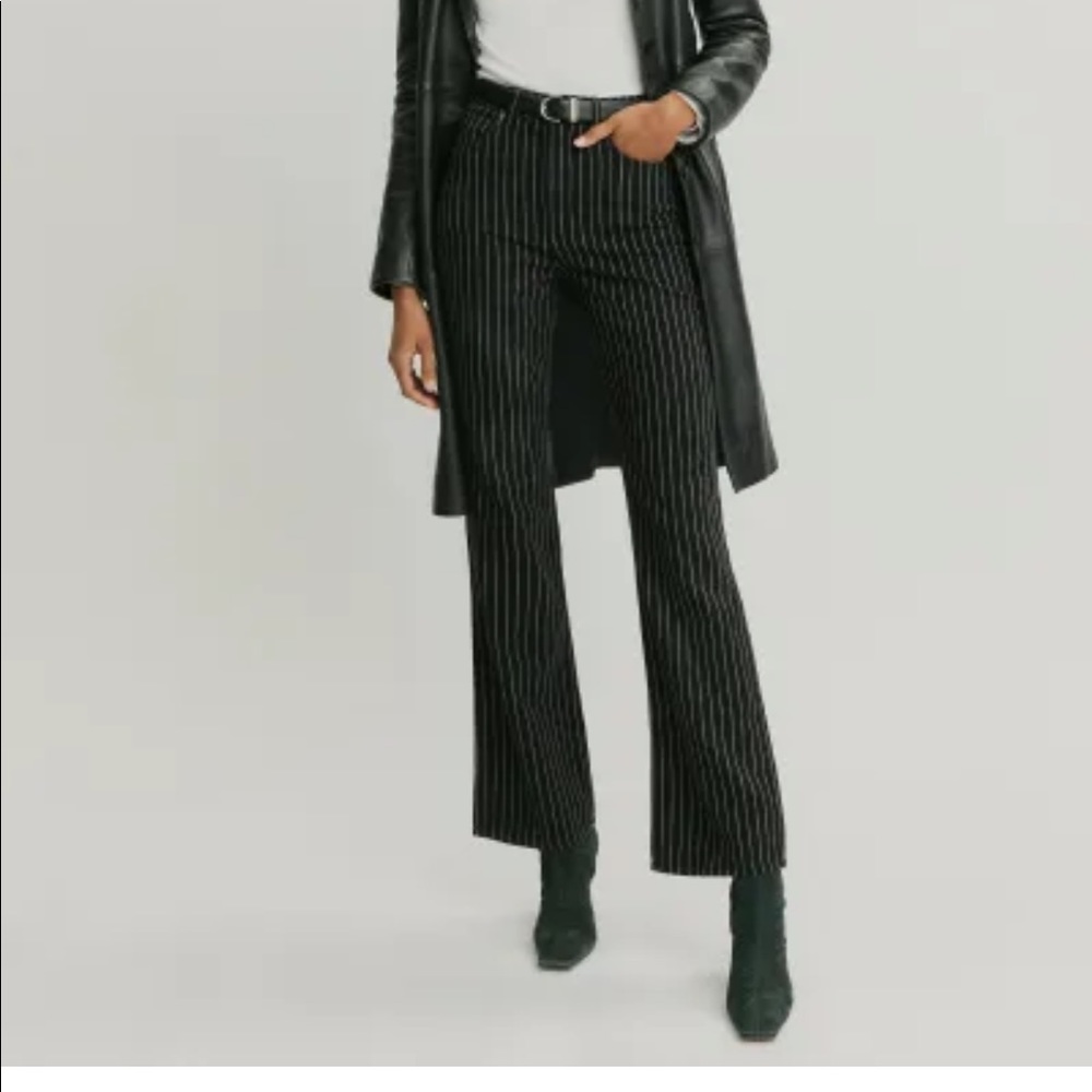 Reformation Georgia pinstripe high rise flare jeans